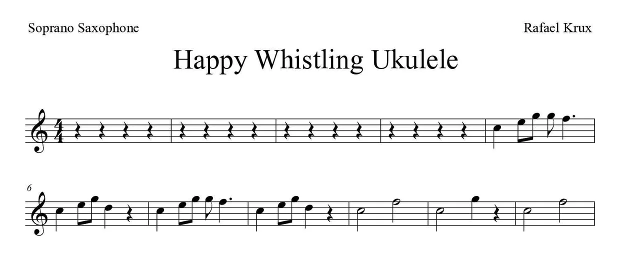Noten von Happy Whistling Ukulele für Sopransaxophon (Einfach), erste Zeilen