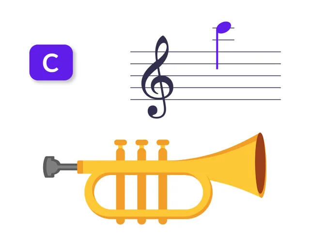 Trumpet in Bb：ド6の運指
