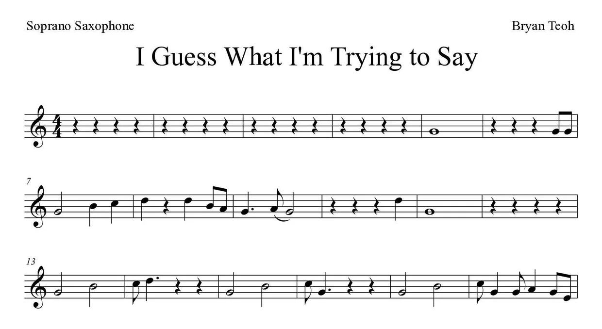 Spartito di I Guess What I'm Trying to Say per soprano saxophone, prime righe