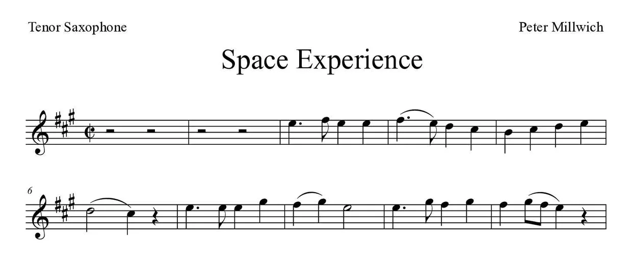 Spartito di Space Experience per tenor saxophone, prime righe