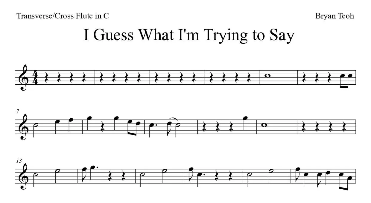 Spartito di I Guess What I'm Trying to Say per flute, prime righe