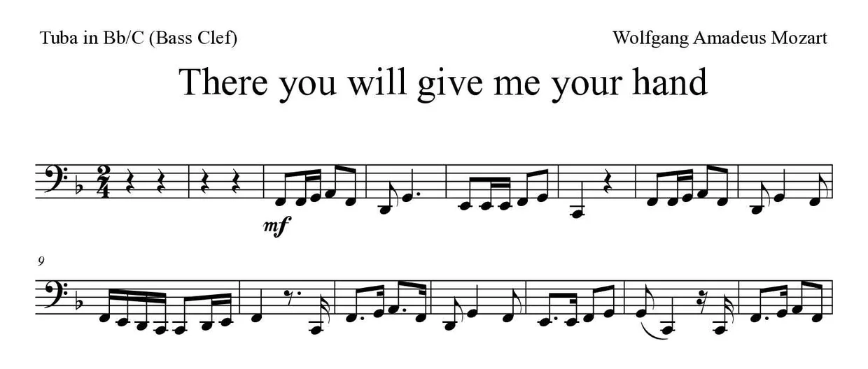 Spartito di There you will give me your hand per tuba in Bb/C (bass clef), prime righe